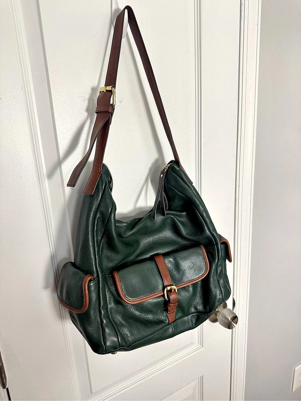 Isaac Mizrahi Green Leather Hobo Bag